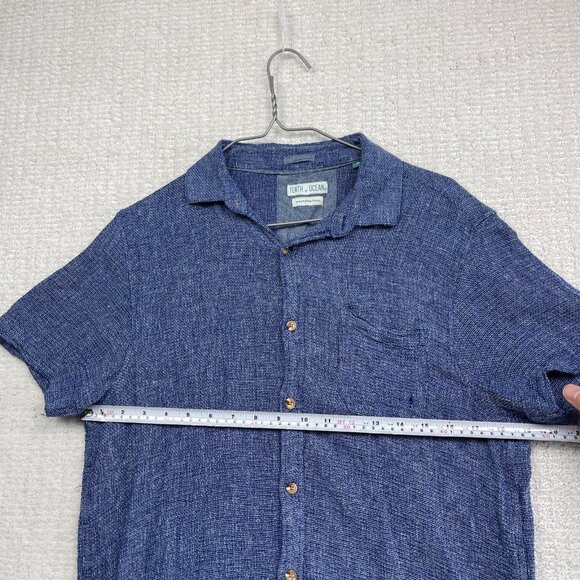 Tenth + Ocean Linen Button Down Shirt Men’s Sz M Blue Collared Casual Denim Read - Picture 9 of 16